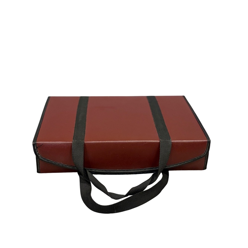 Vintage Burgundy Faux Leather 30 Cassette Tape Storage Carrying Case Holder